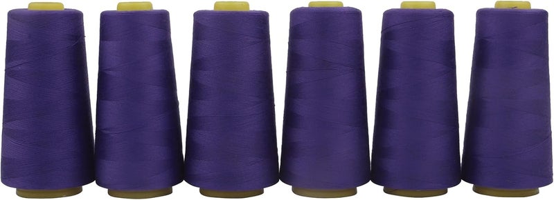 AMOHilos Polyester Sewing Thread All Purpose Knotless 40S/2 (Tex27) 6 Cones of 2750 Yards Each Spool Thread Total 16500 Yards for Serger Sewing Machine Quilting Piecing Hand Stitching (Purple) - Image 1